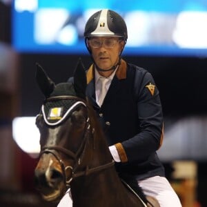 Exclusif - Julien Courbet, au Jumping International de Bordeaux, le 5 février 2016. Julien et Lola Courbet montent pour leur partenaire Victory Horse. © Thibaud Moritz/Quentin Salinier