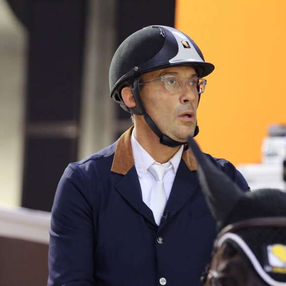 Exclusif - Julien Courbet, au Jumping International de Bordeaux, le 5 février 2016. Julien et Lola Courbet montent pour leur partenaire Victory Horse. © Thibaud Moritz/Quentin Salinier
