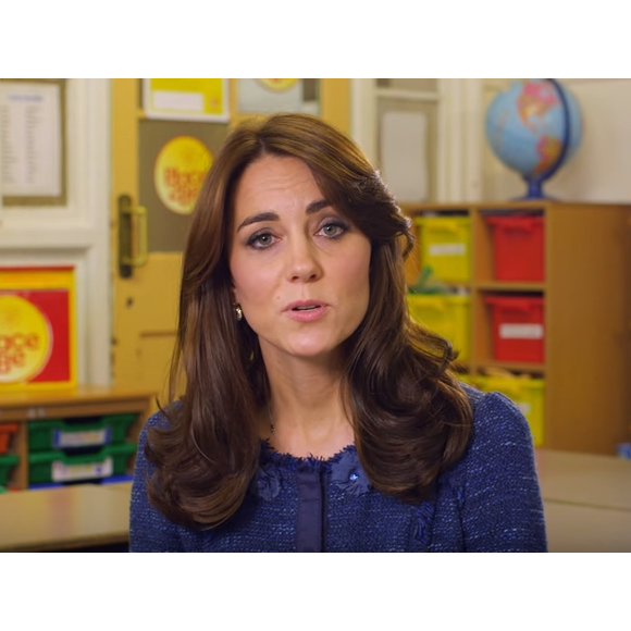 Kate Middleton, duchesse de Cambridge, a discuté avec quatre enfants auxquels Place2Be, dont elle est la marraine, est venue en aide dans le cadre d'une vidéo promouvant la Semaine de la santé mentale des enfants (8-14 février 2016).