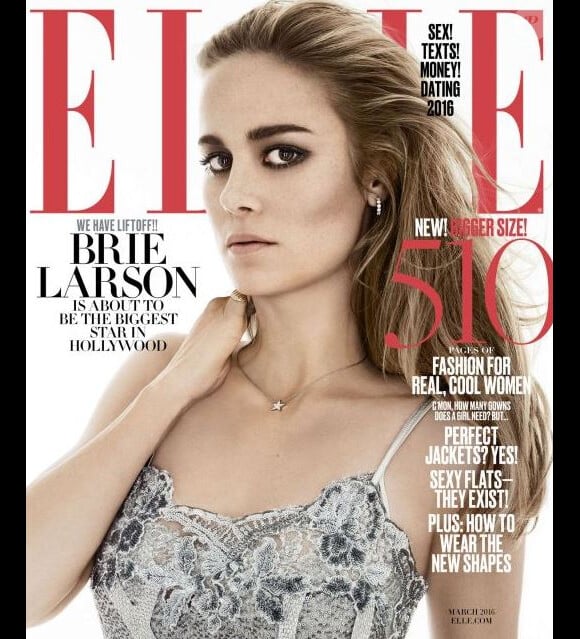 Brie Larson en couverture de ELLE US, mars 2016