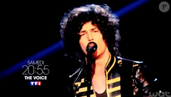 Côme dans la bande-annonce de la demi-finale de The Voice 4 sur TF1, diffusée le samedi 18 avril 2015.