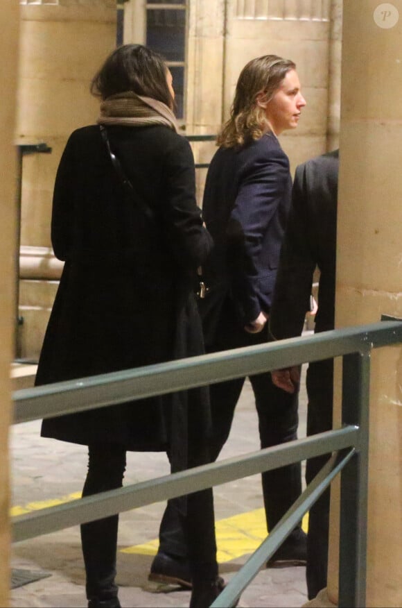 Exclusif - Pierre Sarkozy et sa compagne - L'ancien président de la république, Nicolas Sarkozy, a fêté son 61e anniversaire au restaurant Guy Savoy, dans lequel travaille Léonard Trierweiler, en compagnie de sa femme, ses enfants et leurs amis. Paris, le 28 janvier 2016