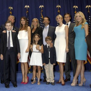 Donald Trump, Donald Trump Jr., Barron Trump, Melania Trump, Ivanka Trump, Tiffany Trump - Donald Trump se déclare candidat à l'investiture républicaine pour la présidentielle de 2016 lors d'une conférence à New York, le 16 juin 2015.