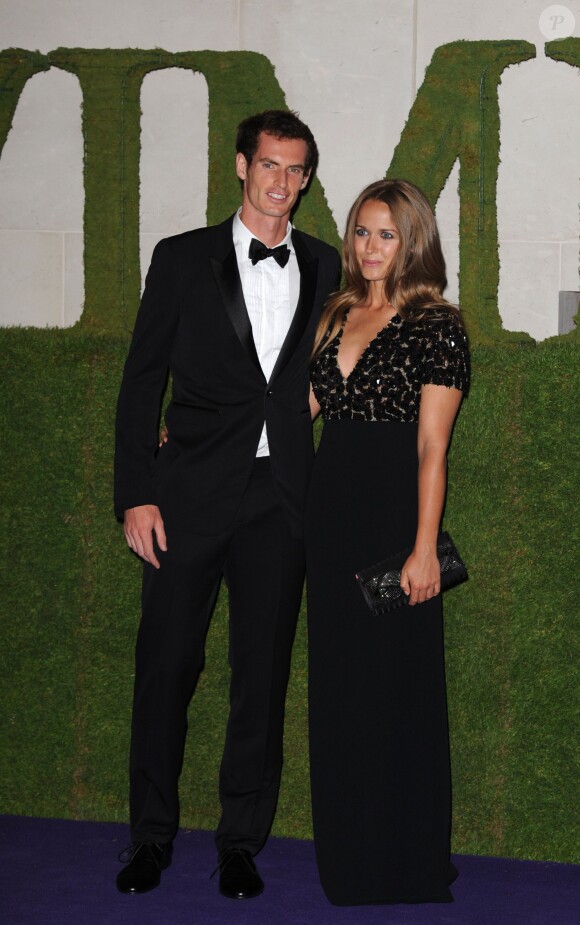 Andy Murray et sa femme Kim Sears au dîner des champions du tournoi de Wimbledon à Londres le 7 juillet 2013