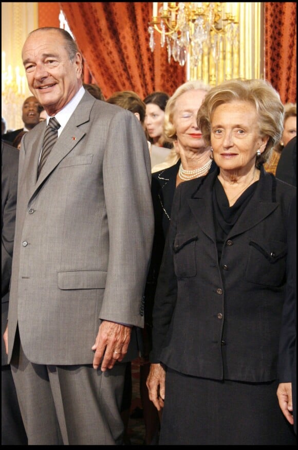 Jacques Chirac et sa femme à L'Elysée le 13 avril 2007.