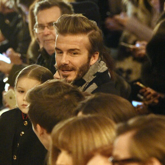 David Beckham et sa fille Harper au défilé de sa Victoria Beckham à New York le 14 février 2016