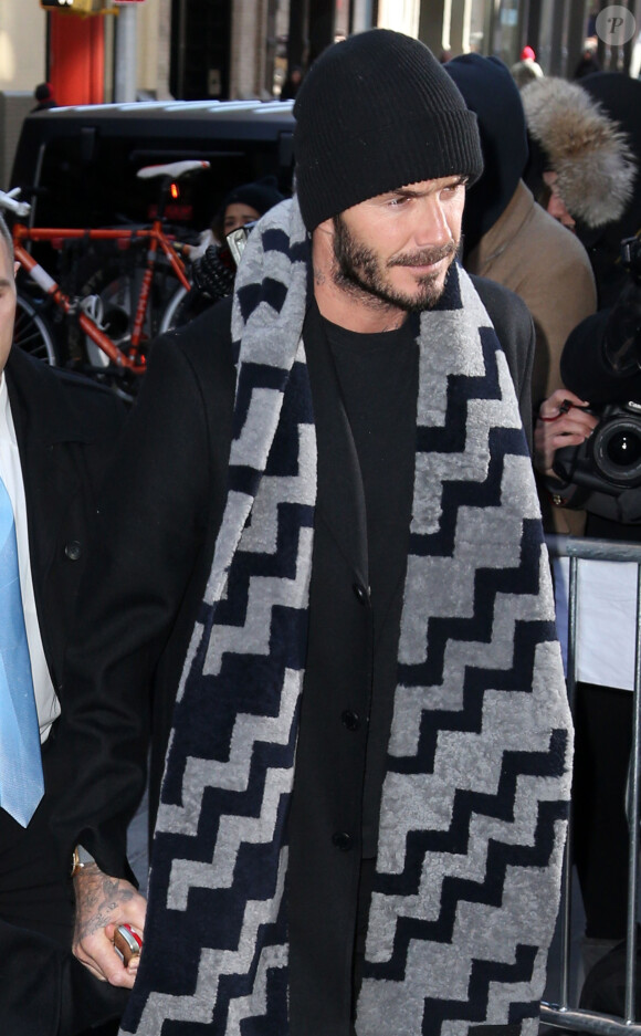 David Beckham à la sortie du restaurant Balthazar à New York, le 14 février 2016