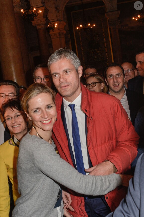 Laurent Wauquiez et sa femme Charlotte à Lyon, le 13 décembre 2015.