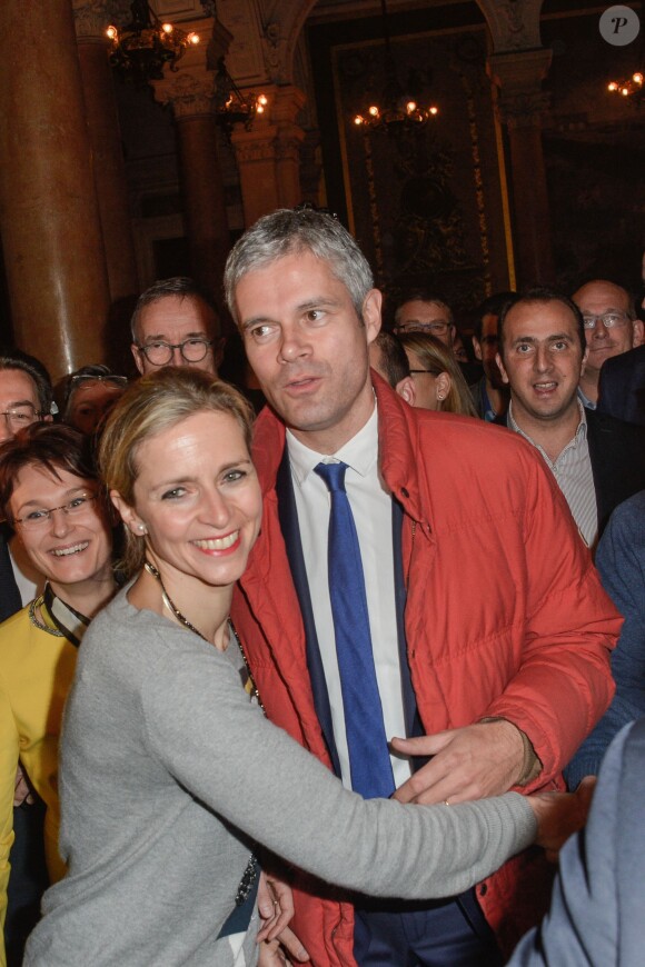 Laurent Wauquiez et sa femme Charlotte à Lyon, le 13 décembre 2015.