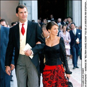 Felipe et Letizia d'Espagne au mariage de Laura Ponte et Beltran Gomez-Acebo en septembre 2004