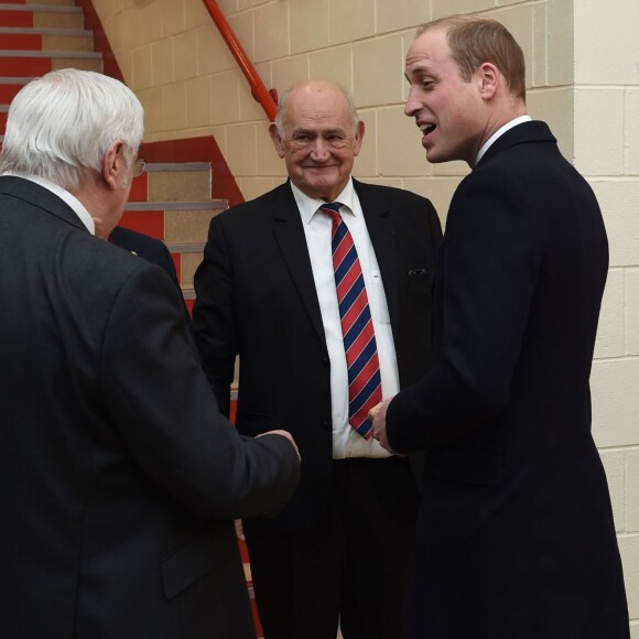 Le prince William, duc de Cambridge, lors d'une réception organisée par le Charitable Trust Welsh Rugby au Principality Stadium de Cardiff avant le match Pays de Galles-France lors du Tournoi des VI Nations, le 26 février 2016.