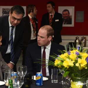 Le prince William, duc de Cambridge, lors d'une réception organisée par le Charitable Trust Welsh Rugby au Principality Stadium de Cardiff avant le match Pays de Galles-France lors du Tournoi des VI Nations, le 26 février 2016.