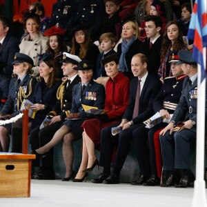 Le prince William et la duchesse Catherine à la base RAF Valley à Anglesey pour la cérémonie de démantèlement de l'unité Search and Rescue, le 18 février 2016