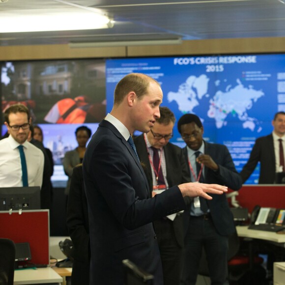 Le prince William visite le bureau du Foreign and Commonwealth Office (FCO) à Londres, le 16 février 2016.