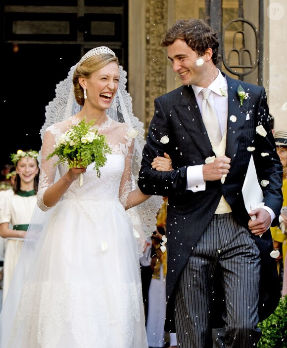 Elisabetta - dite Lili - Maria Rosboch von Wolkenstein et le prince Amedeo de Belgique lors de leur mariage le 5 juillet 2014 à Rome.