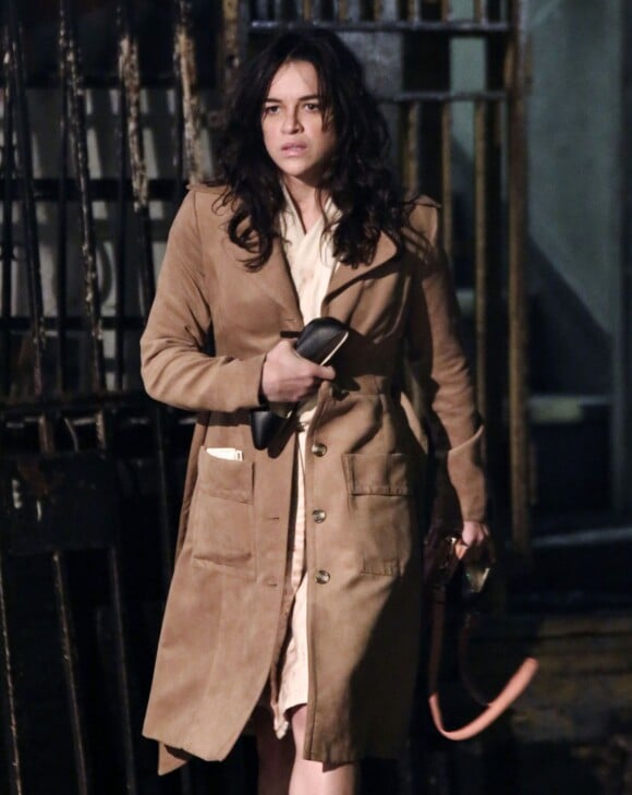 Exclusif - Michelle Rodriguez lors d'une scène de tournage du film 'Tomboy' à Vancouver, le 13 novembre 2015