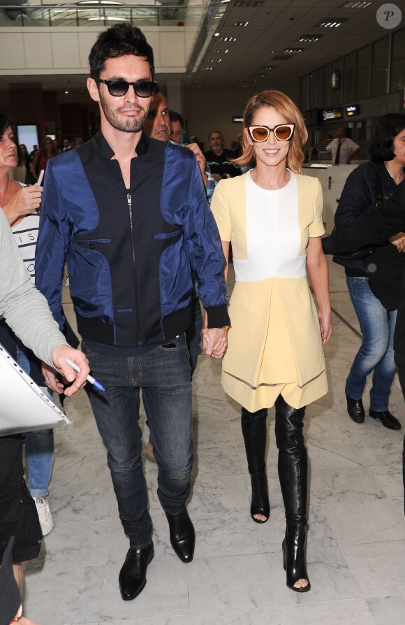 Cheryl Fernandez-Versini et son mari Jean-Bernard Fernandez-Versini arrivent à l'aéroport de Nice le 14 mai 2015