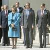 Ronald Reagan et sa femme Nancy reçus en 1980 à Madrid par le roi Juan Carlos Ier d'Espagne et la reine Sofia. L'ancienne first lady est morte le 6 mars 2016 à 94 ans.