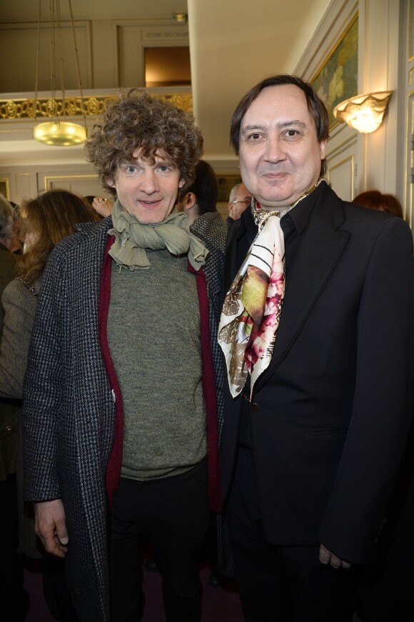 Nicolas Vaude et Michel Fau - Cérémonie du Prix du Brigadier 2016 au Théâtre de la Comédie des Champs-Elysées à Paris. © Coadic Guirec / Bestimage