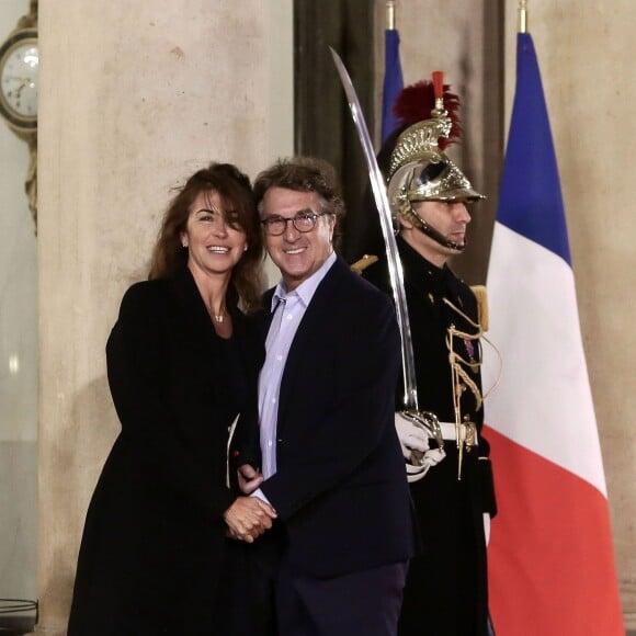 François Cluzet et sa femme Narjiss - Diner d'état donné en l'honneur du roi Willem-Alexander et la reine Maxima des Pays-Bas au palais de l'Elysée à Paris, le 10 mars 2016. © Stephane Lemouton / Bestimage