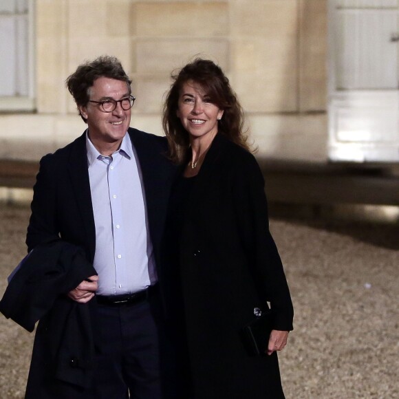 François Cluzet et sa femme Narjiss - Diner d'état donné en l'honneur du roi Willem-Alexander et la reine Maxima des Pays-Bas au palais de l'Elysée à Paris, le 10 mars 2016. © Stephane Lemouton / Bestimage