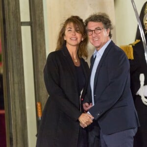 François Cluzet et sa femme Narjiss - Dîner d'état donné en l'honneur du roi Willem-Alexander et la reine Maxima des Pays-Bas au palais de l'Elysée à Paris, le 10 mars 2016.