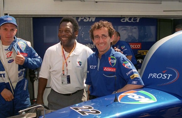 Luciano Burti, Pelé et Alain Prost lros des essais du Grand Prix de Formule 1 à Monaco en 2001
