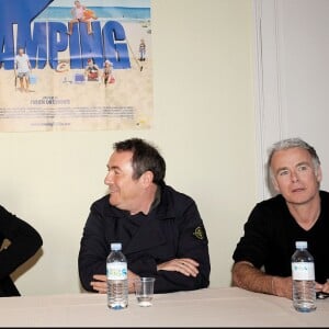 Mathilde Seigner, Fabien Onteniente et Franck Dubosc à Bordeaux pour Camping 2, le 7 avril 2010.