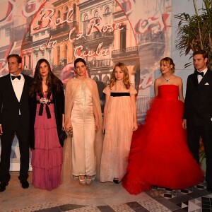 Andrea Casiraghi, Tatiana Santo Domingo, Charlotte Casiraghi, la princesse Alexandra de Hanovre, Beatrice Borromeo, Pierre Casiraghi au 62e Bal de la Rose, sur le thème de Cuba opéré par Karl Lagerfeld, dans la Salle des Etoiles du Sporting de Monte-Carlo, le 19 mars 2016, au profit de la Fondation Princesse Grace présidée par la princesse Caroline de Hanovre. © Bruno Bebert / Bestimage