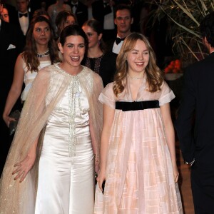 Charlotte Casiraghi et sa soeur la princesse Alexandra de Hanovre au 62e Bal de la Rose, sur le thème de Cuba opéré par Karl Lagerfeld, dans la Salle des Etoiles du Sporting de Monte-Carlo, le 19 mars 2016, au profit de la Fondation Princesse Grace présidée par la princesse Caroline de Hanovre. © Bruno Bebert / Bestimage