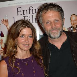 Stéphane Guillon et sa femme Muriel Cousin - Avant-première du film "Brèves de comptoir" au Théâtre du Rond-Point à Paris, le 8 septembre 2014.