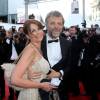 Stéphane Guillon et sa femme Muriel Cousin -  Montée des marches du film "Lawless" lors du 65e festival de Cannes. Mai 2012.