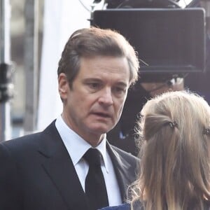 Renée Zellweger et Colin Firth - Tournage du film "Bridget Jones 3" à Londres, le 10 novembre 2015, lors des scènes du baptême.