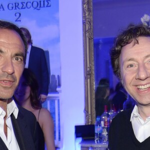 Exclusif - Stéphane Bern et Bernard Montiel - After-party du film "Mariage à la grecque 2" à la boîte de nuit L'Arc à Paris, le 24 mars 2016. © Rachid Bellak/Bestimage