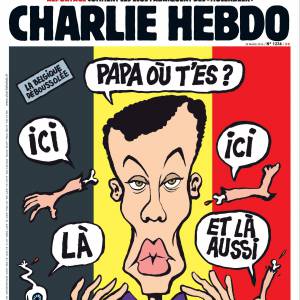 Stromae en une du journal Charlie Hebdo, en kiosques le 30 mars 2016.