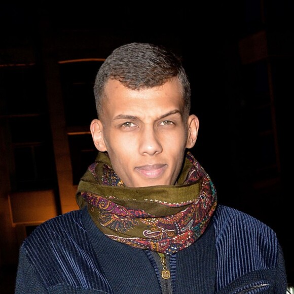 Le chanteur Stromae ( Paul Van Haver ) au défilé de mode hommes Valentino collection prêt-à-porter Automne Hiver 2015/2016 à l'hôtel Salomon de Rothschild à Paris, le 21 janvier 2015