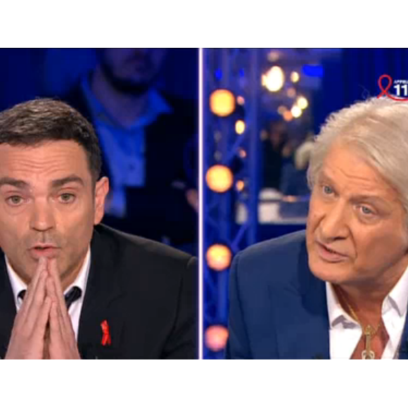 Yann Moix et Patrick Sébastien dans On n'est pas couché sur France 2, le samedi 2 avril 2016.