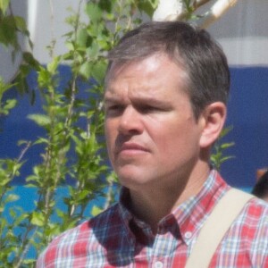 Exclusif - Matt Damon sur le tournage du film 'Downsizing' à Los Angeles, le 5 avril 2016