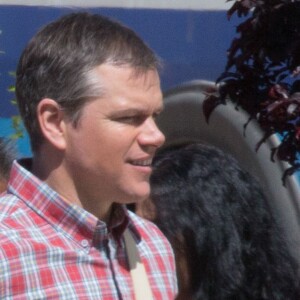 Exclusif - Matt Damon sur le tournage du film 'Downsizing' à Los Angeles, le 5 avril 2016