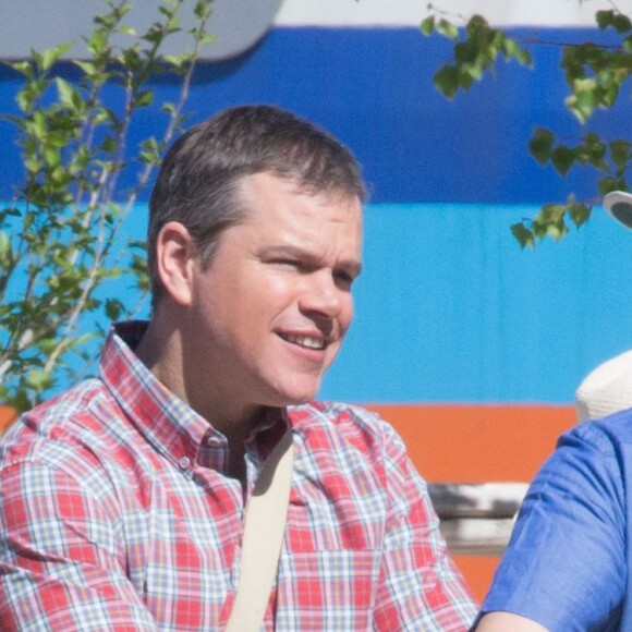 Exclusif - Matt Damon sur le tournage du film 'Downsizing' à Los Angeles, le 5 avril 2016