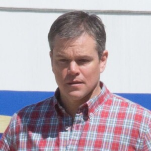 Exclusif - Matt Damon affiche un nouveau look sur le tournage du film 'Downsizing' à Los Angeles, le 5 avril 2016