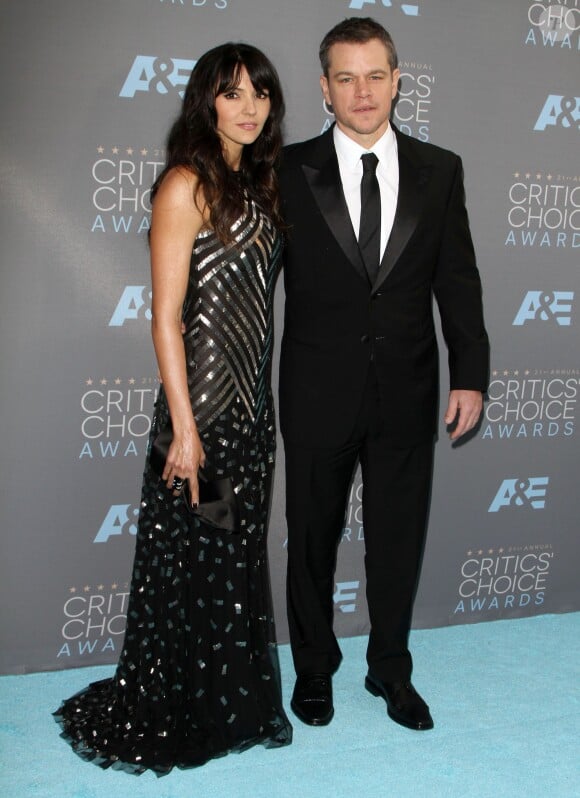 Matt Damon et sa femme Luciana Barroso - Célébrités lors du 21ème gala annuel des "Critics' choice Awards" à Santa Monica le 17 janvier 2016.