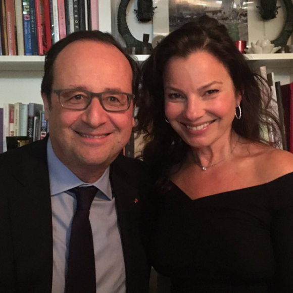François Hollande et la nounou d'enfer Fran Drescher le 9 avril 2016 à Paris.