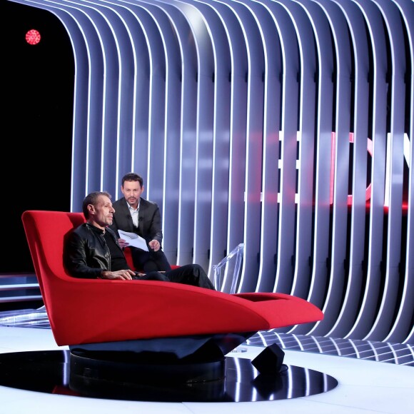 Exclusif - Lambert Wilson participe à l'enregistrement de l'émission Le Divan présentée par Marc-Olivier Fogiel, le 25 mars 2016 (diffusion le mardi 12 mars à 23h10 sur France 3). © Dominique Jacovides