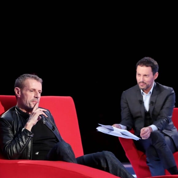 Exclusif - Lambert Wilson participe à l'enregistrement de l'émission Le Divan présentée par Marc-Olivier Fogiel, le 25 mars 2016 (diffusion le mardi 12 mars à 23h10 sur France 3). © Dominique Jacovides