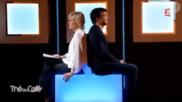 Catherine Ceylac et Stéphane Plaza, invité dans Thé ou Café sur France 2, le samedi 9 avril 2016.