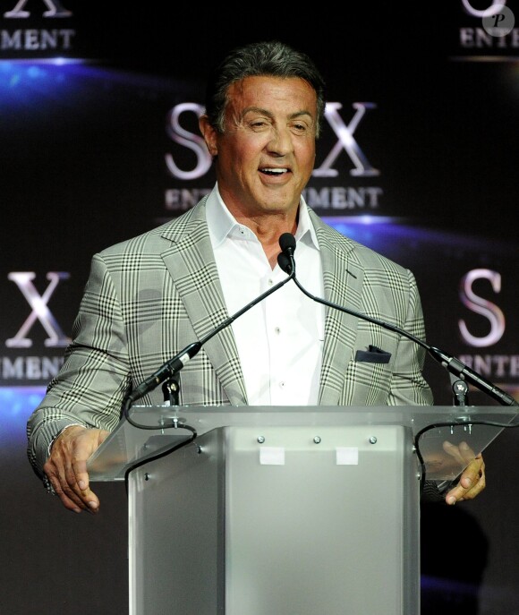 Sylvester Stallone lors de la présentation STX Entertainment The State Of The Industry Past, Present and Future au CinemaCon de Las Vegas, le 12 avril 2016.