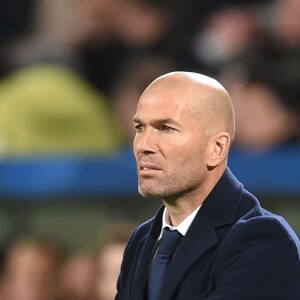 Zinédine Zidane lors du match du quart de finale retour de la Ligue des Champions entre le Real Madrid et Wolfsburg à Madrid le 12 avril 2016 