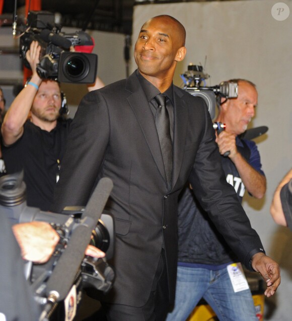 Kobe Bryant arrive au Staples Center. Los Angeles, le 13 avril 2016.