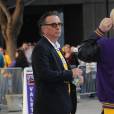 Andy Garcia arrive au Staples Center pour assister à la rencontre de NBA Los Angeles Lakers - Utah Jazz. Los Angeles, le 13 avril 2016.
